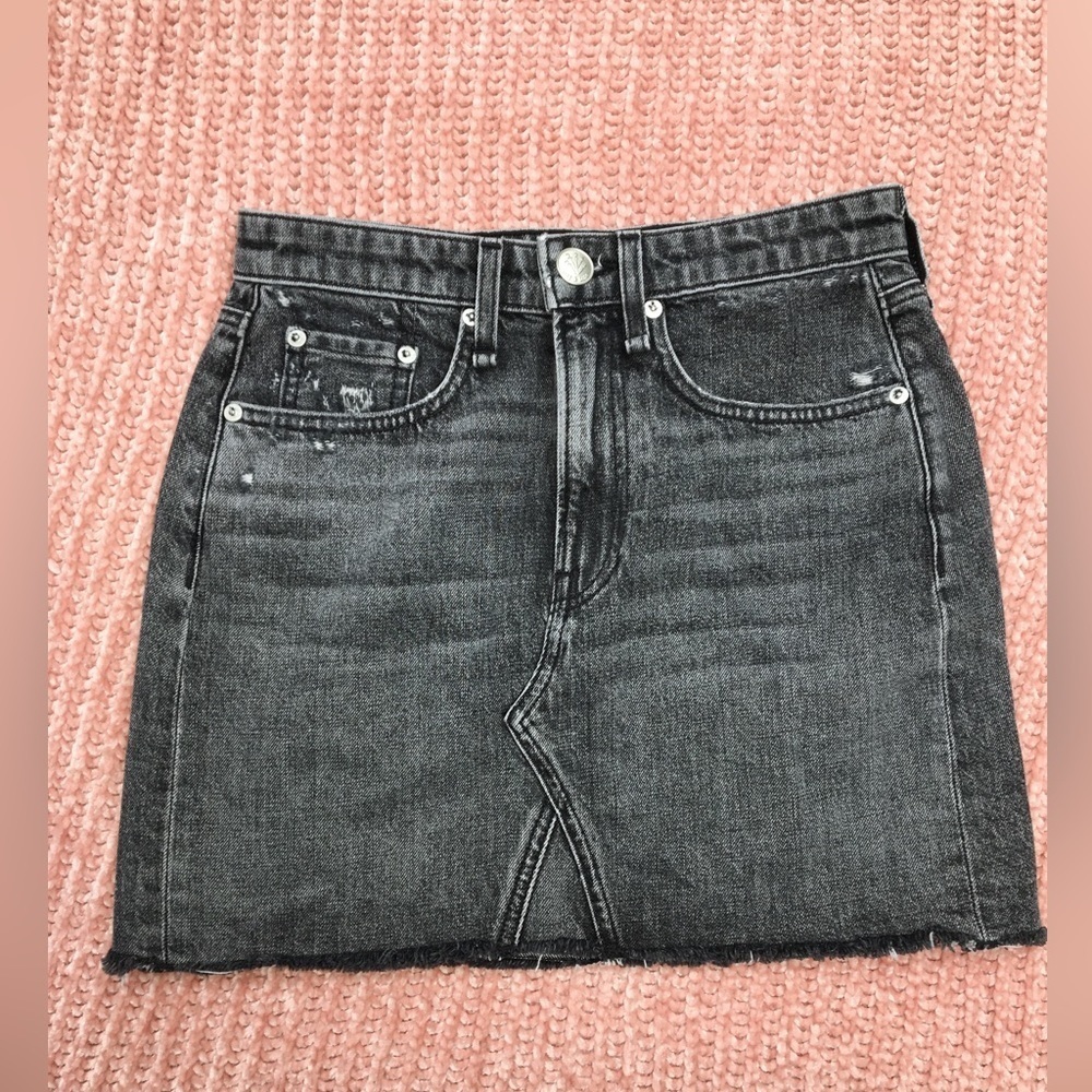 Rag & Bone Black Denim Cut Off Skirt size 25 NWOT​​